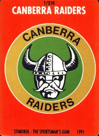 1991 Stimorol Common Card - Base 001 Logo Canberra Raiders