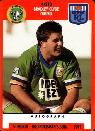 1991 Stimorol Common Card - Base 004 Bradley Clyde Canberra Raiders