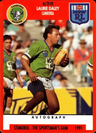 1991 Stimorol Common Card - Base 006 Laurie Daley Canberra Raiders