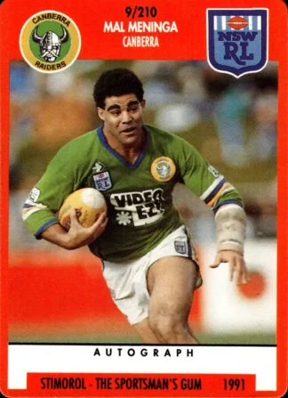 1991 Stimorol Common Card - Base 009 Mal Meninga Canberra Raiders