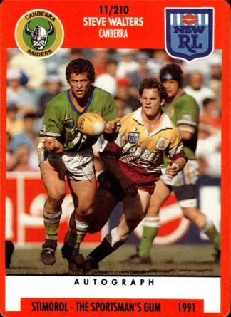 1991 Stimorol Common Card - Base 011 Steve Walters Canberra Raiders