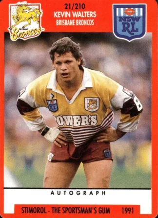 1991 Stimorol Common Card - Base 021 Kevin Walters Brisbane Broncos