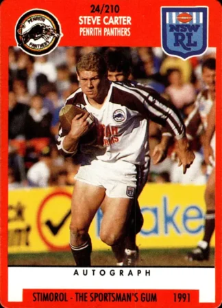 1991 Stimorol Common Card - Base 024 Steve Carter Penrith Panthers