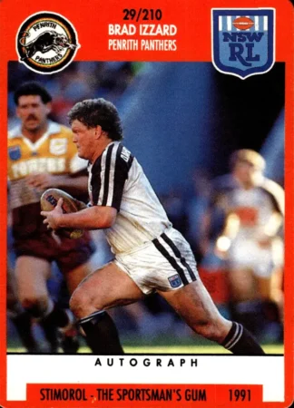 1991 Stimorol Common Card - Base 029 Brad Izzard Penrith Panthers