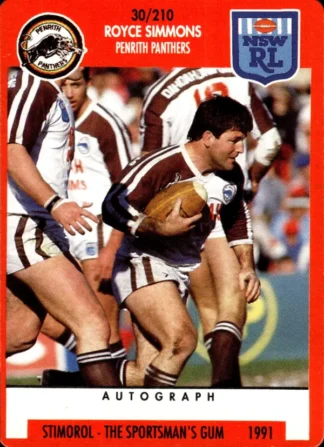 1991 Stimorol Common Card - Base 030 Royce Simmons Penrith Panthers