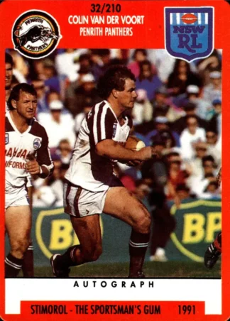 1991 Stimorol Common Card - Base 032 Colin Van Der Voort Penrith Panthers