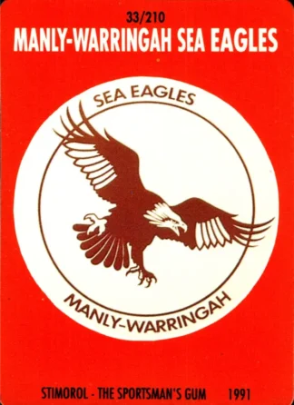 1991 Stimorol Common Card - Base 033 Logo Manly Sea Eagles