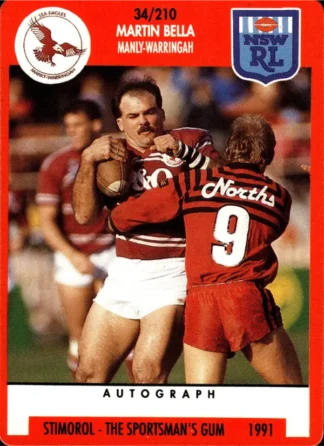 1991 Stimorol Common Card - Base 034 Martin Bella Manly Sea Eagles