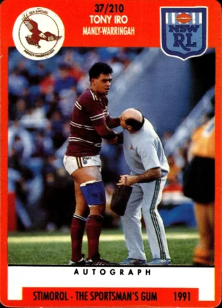 1991 Stimorol Common Card - Base 037 Tony Iro Manly Sea Eagles