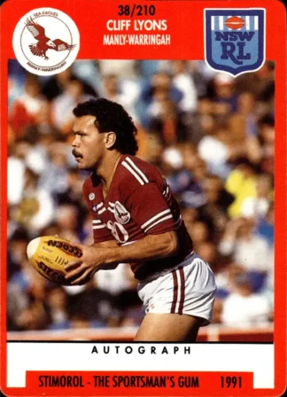 1991 Stimorol Common Card - Base 038 Cliff Lyons Manly Sea Eagles