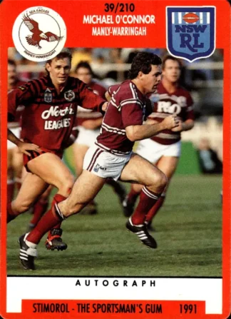 1991 Stimorol Common Card - Base 039 Michael O'Connor Manly Sea Eagles