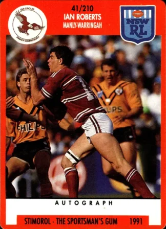 1991 Stimorol Common Card - Base 041 Ian Roberts Manly Sea Eagles