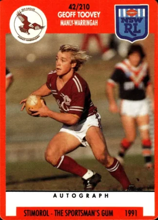 1991 Stimorol Common Card - Base 042 Geoff Toovey Manly Sea Eagles