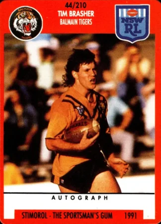 1991 Stimorol Common Card - Base 044 Tim Brasher Balmain Tigers