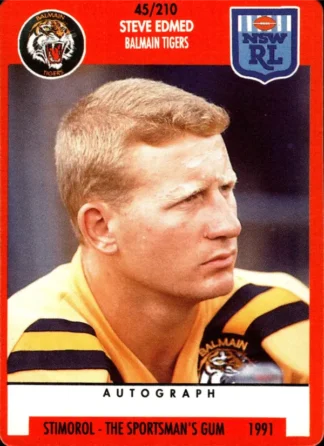 1991 Stimorol Common Card - Base 045 Steve Edmed Balmain Tigers