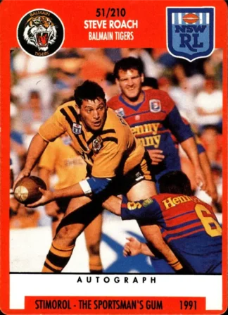 1991 Stimorol Common Card - Base 051 Steve Roach Balmain Tigers