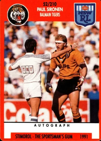 1991 Stimorol Common Card - Base 052 Paul Sironen Balmain Tigers