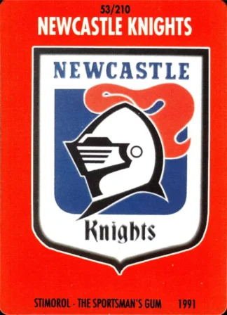 1991 Stimorol Common Card - Base 053 Logo Newcastle Knights