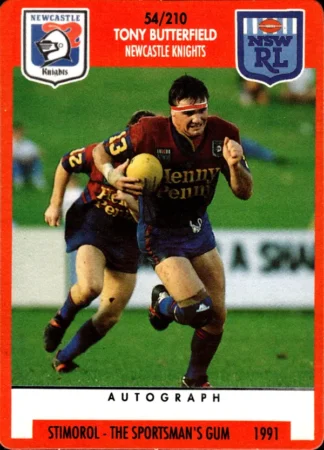 1991 Stimorol Common Card - Base 054 Tony Butterfield Newcastle Knights