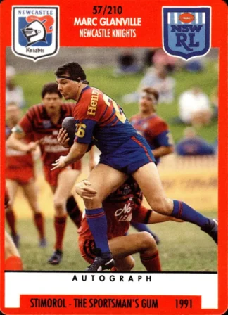 1991 Stimorol Common Card - Base 057 Marc Glanville Newcastle Knights