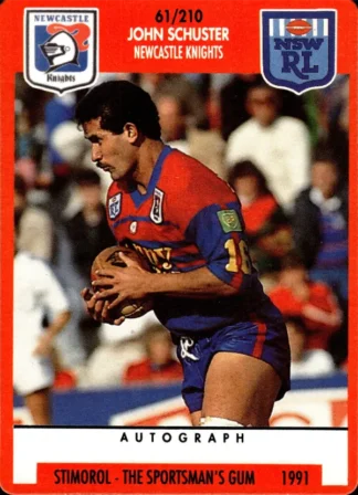 1991 Stimorol Common Card - Base 061 John Schuster Newcastle Knights