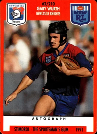 1991 Stimorol Common Card - Base 062 Gary Wurth Newcastle Knights