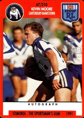 1991 Stimorol Common Card - Base 067 Kevin Moore Canterbury Bulldogs