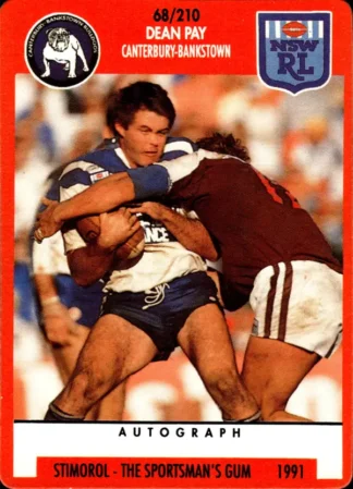 1991 Stimorol Common Card - Base 068 Dean Pay Canterbury Bulldogs