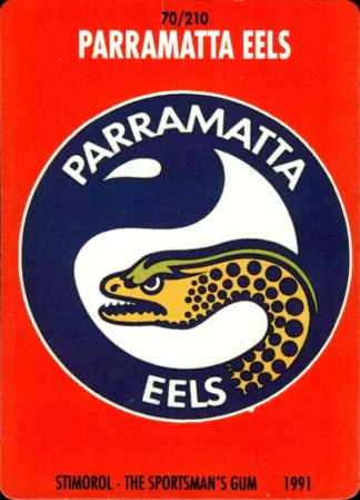 1991 Stimorol Common Card - Base 070 Logo Parramatta Eels