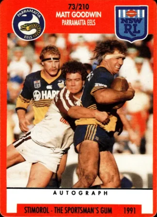 1991 Stimorol Common Card - Base 073 Matt Goodwin Parramatta Eels