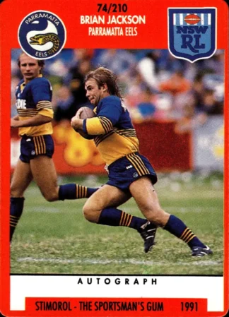 1991 Stimorol Common Card - Base 074 Brian Jackson Parramatta Eels