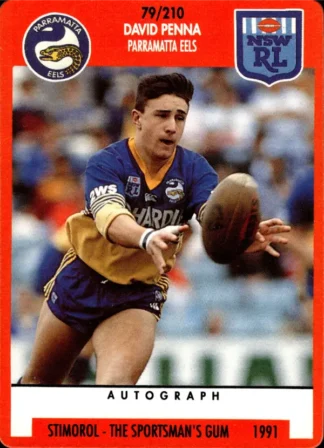 1991 Stimorol Common Card - Base 079 David Penna Parramatta Eels