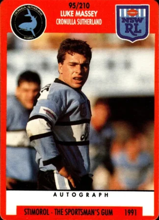 1991 Stimorol Common Card - Base 095 Luke Massey Cronulla Sharks