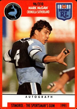 1991 Stimorol Common Card - Base 096 Mark McGaw Cronulla Sharks