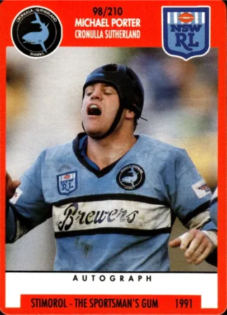 1991 Stimorol Common Card - Base 098 Michael Porter Cronulla Sharks