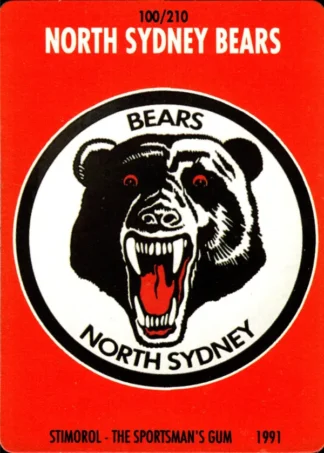 1991 Stimorol Common Card - Base 100 Logo North Sydney Bears