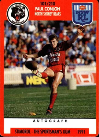1991 Stimorol Common Card - Base 101 Paul Conlon North Sydney Bears