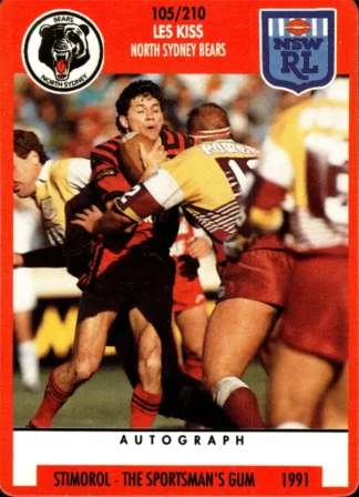 1991 Stimorol Common Card - Base 105 Les Kiss North Sydney Bears