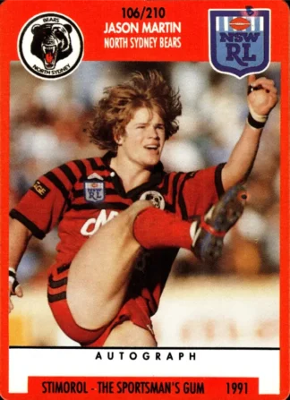 1991 Stimorol Common Card - Base 106 Jason Martin North Sydney Bears
