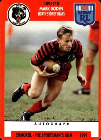 1991 Stimorol Common Card - Base 109 Mark Soden North Sydney Bears