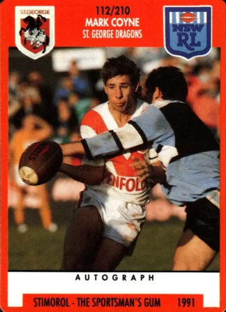 1991 Stimorol Common Card - Base 112 Mark Coyne St George Dragons
