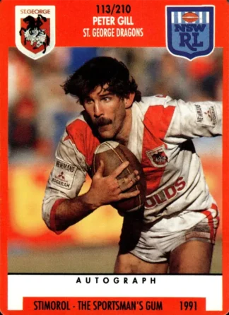1991 Stimorol Common Card - Base 113 Peter Gill St George Dragons