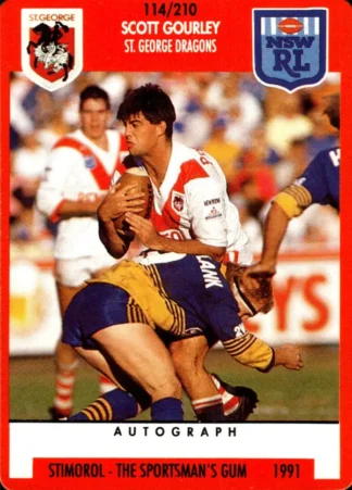 1991 Stimorol Common Card - Base 114 Scott Gourley St George Dragons