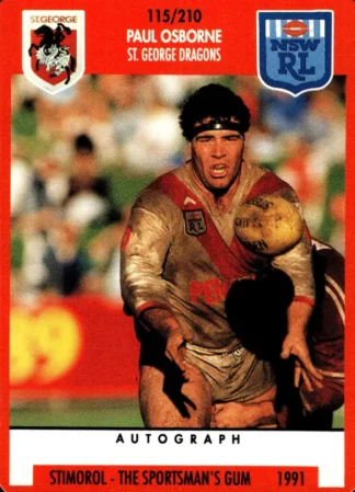 1991 Stimorol Common Card - Base 115 Paul Osborne St George Dragons