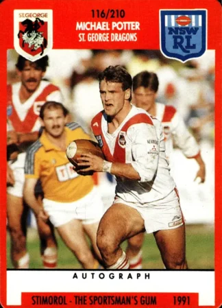 1991 Stimorol Common Card - Base 116 Michael Potter St George Dragons