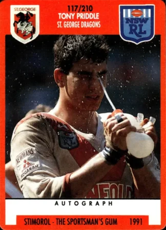 1991 Stimorol Common Card - Base 117 Tony Priddle St George Dragons
