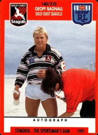 1991 Stimorol Common Card - Base 140 Geoff Bagnall Gold Coast Seagulls