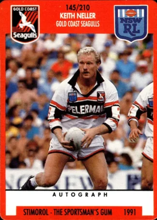 1991 Stimorol Common Card - Base 145 Keith Neller Gold Coast Seagulls