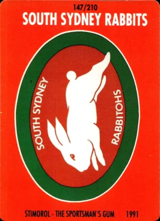1991 Stimorol Common Card - Base 147 Logo South Sydney Rabbitohs