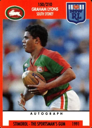1991 Stimorol Common Card - Base 150 Graham Lyons South Sydney Rabbitohs